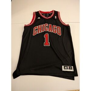 Adidas Men's XL Bulls Derrick Rose 1 NBA Jersey Black Length +2 Basketball